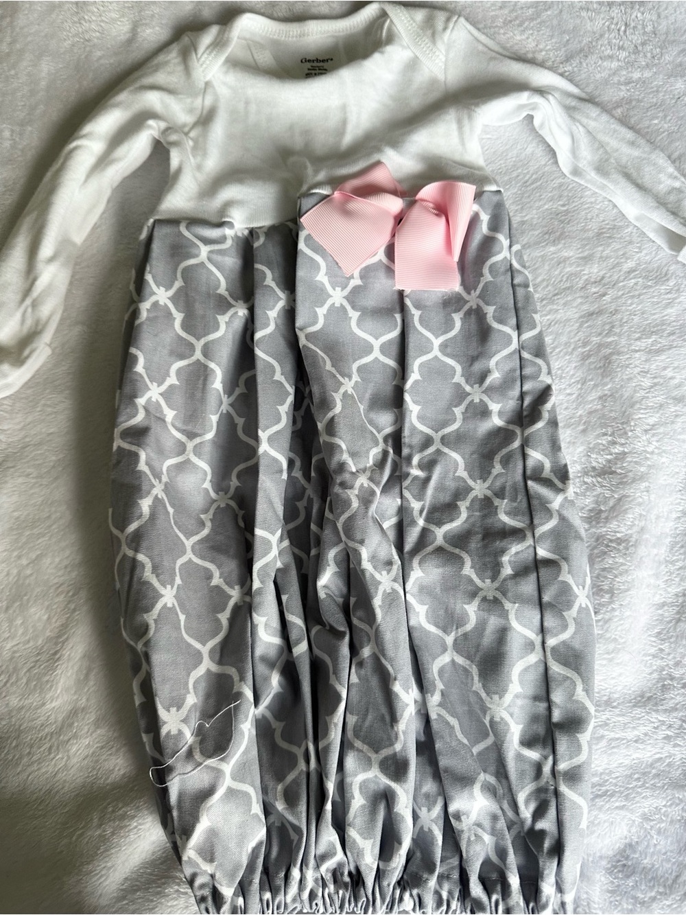 Gerber Gray and Pink Baby Skirted Romper with Bow